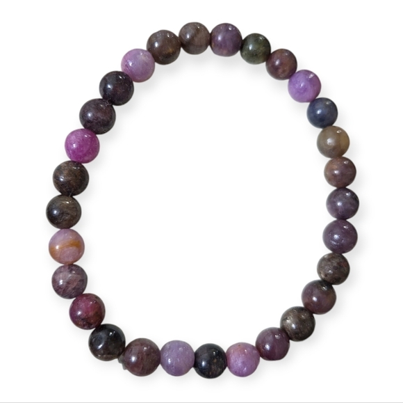 New Purple Sapphire Gemstone Bracelet 6mm Multi A+ Sapphire Beaded Bracelet - Picture 4 of 6